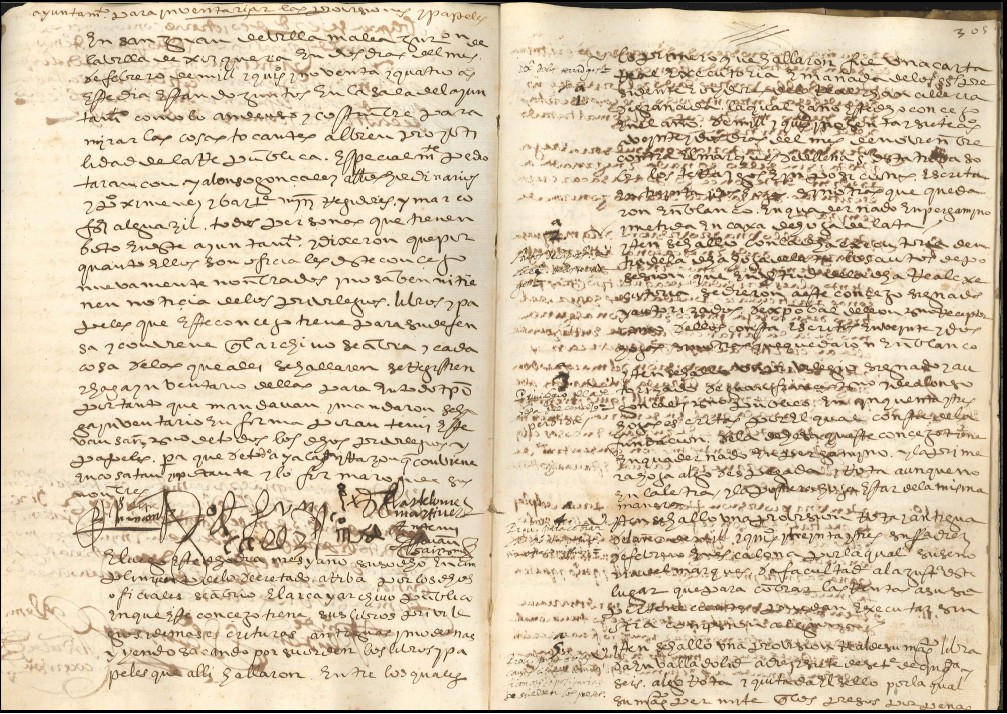 Primeras hojas del inventario de archivo de 1594